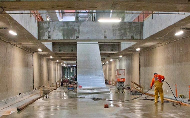 Crews work on Seattle's new University Link light-rail route